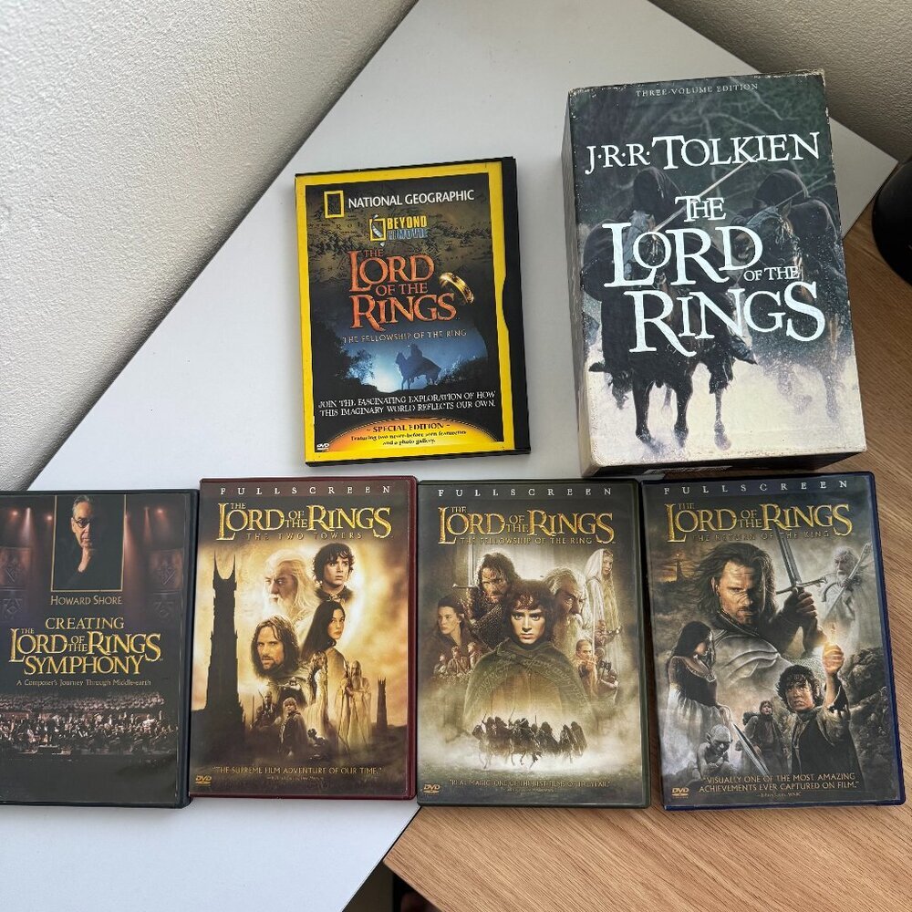 Lord of the Rings DVD Movie Lot + Box Set + National Geographic LOTR Bundle